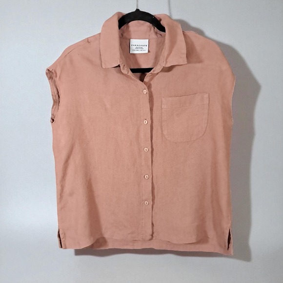 Parachute Tops - Parachute 100% Linen Button Down Shirt Top Clay Oversized XS Breathable Boho